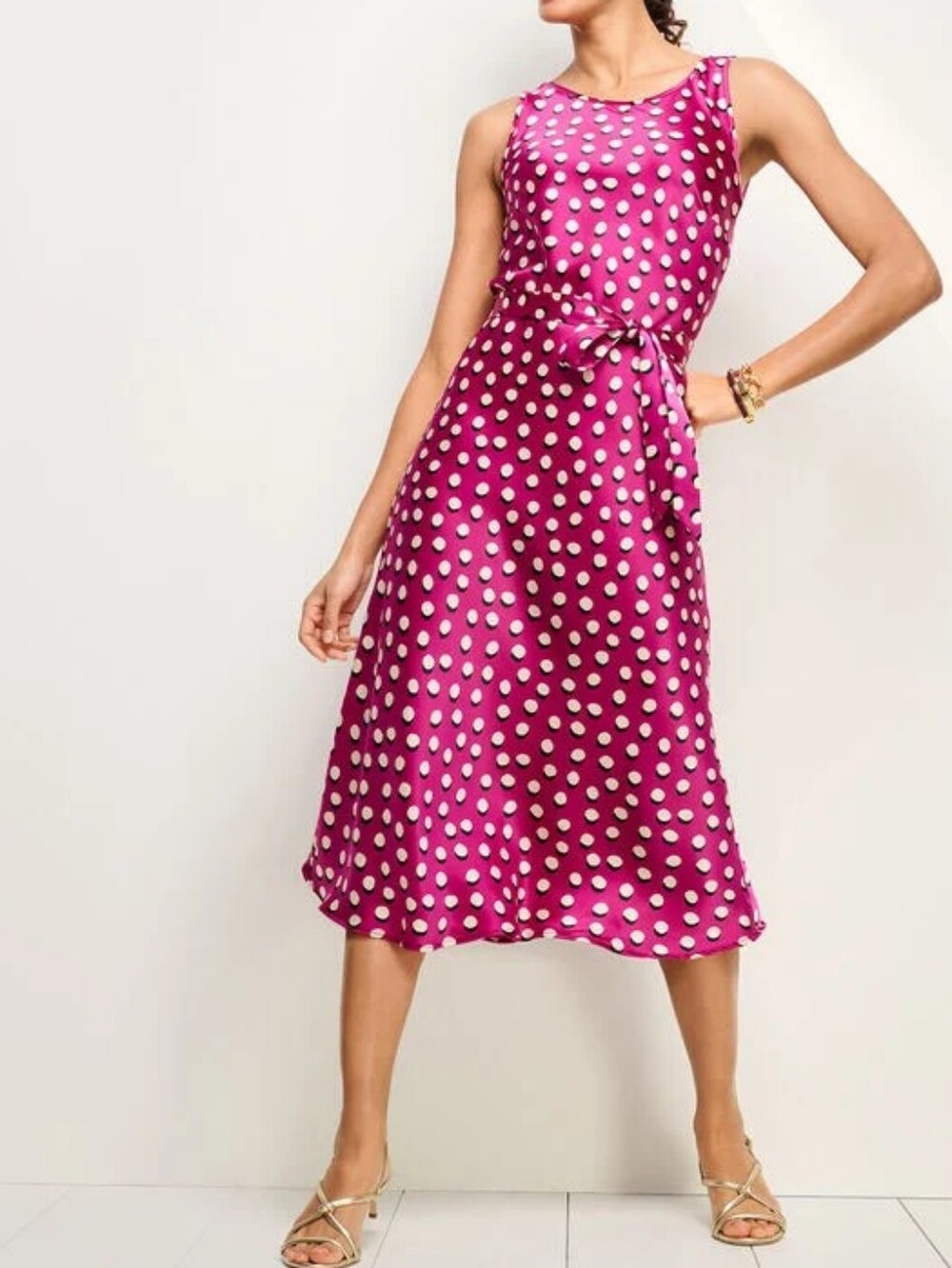 Talbots Fuchsia Polka Dot Midi Dress